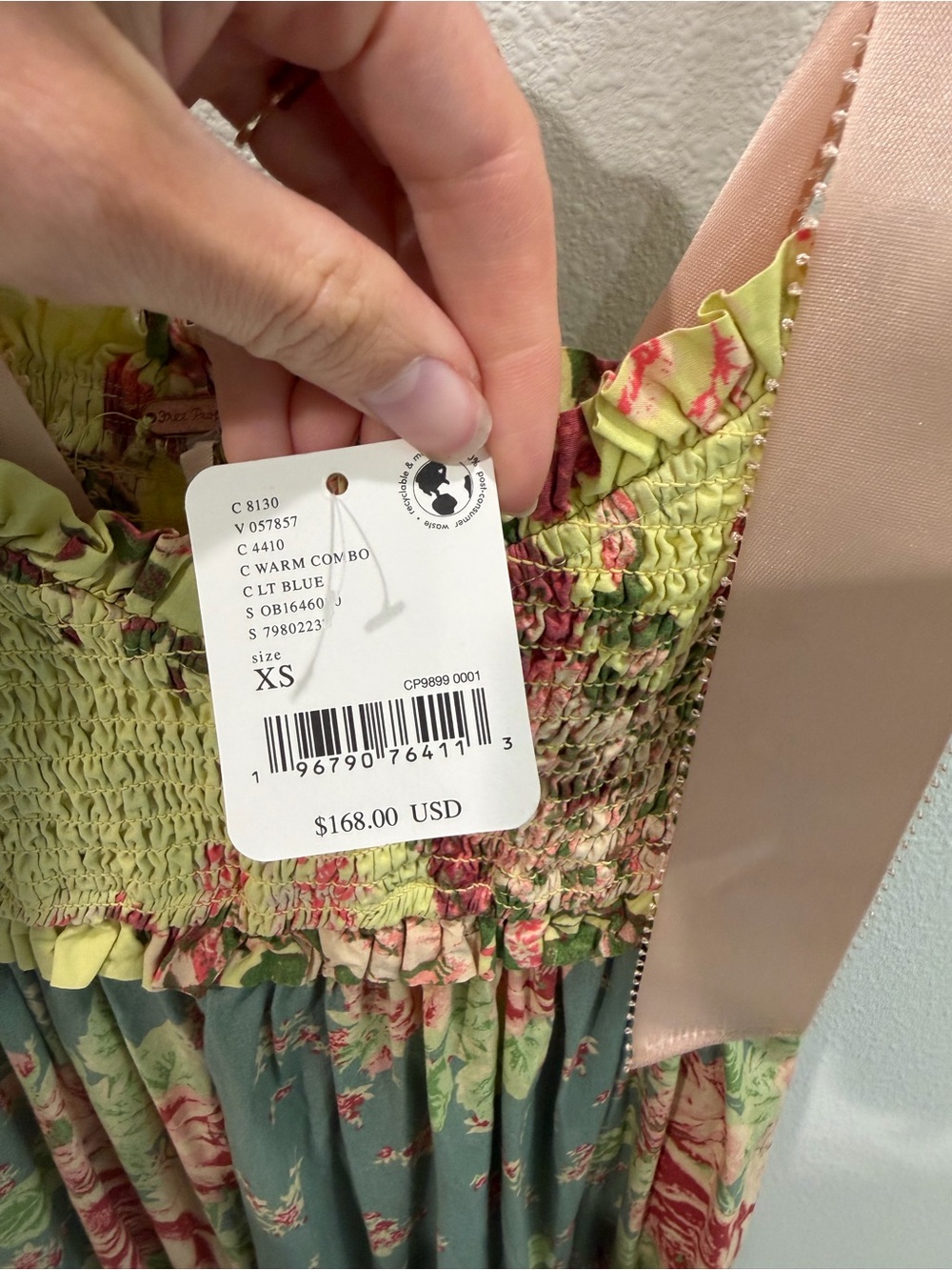 Free People Floral Maxi Dress with Bow Straps - Green Multi - Picture 3 of 5